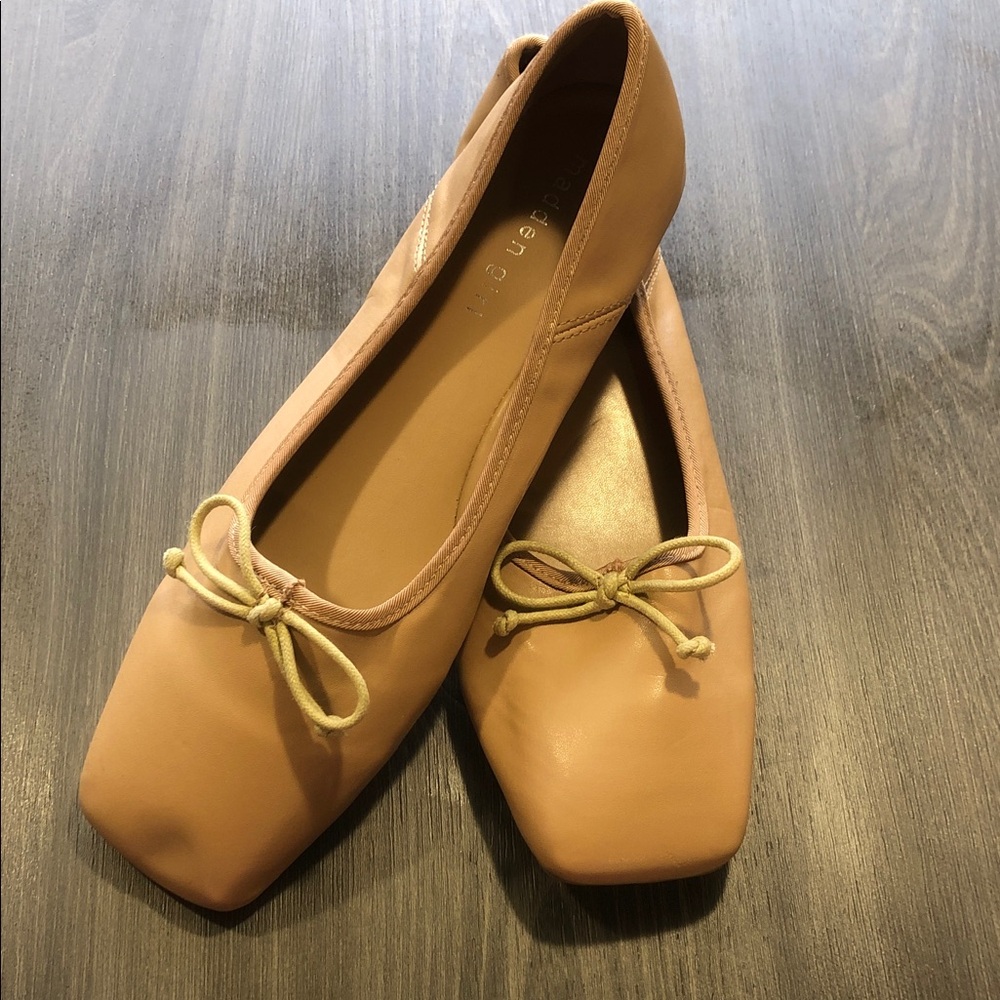 Madden Girl Women's Square-Toe Ballet Flats in Tan with Bow